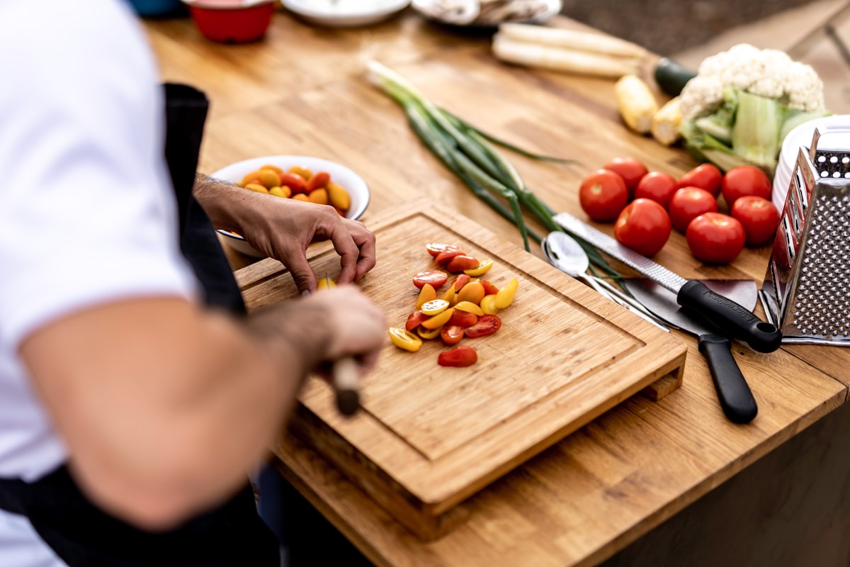 Beautiful prepared healthy meals on wooden table